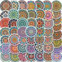 50/100PCS Cool Mandala Flower Stickers Flower Painting Laptop Graffiti Decoration Retro Luggage Skateboard Waterproof Decals