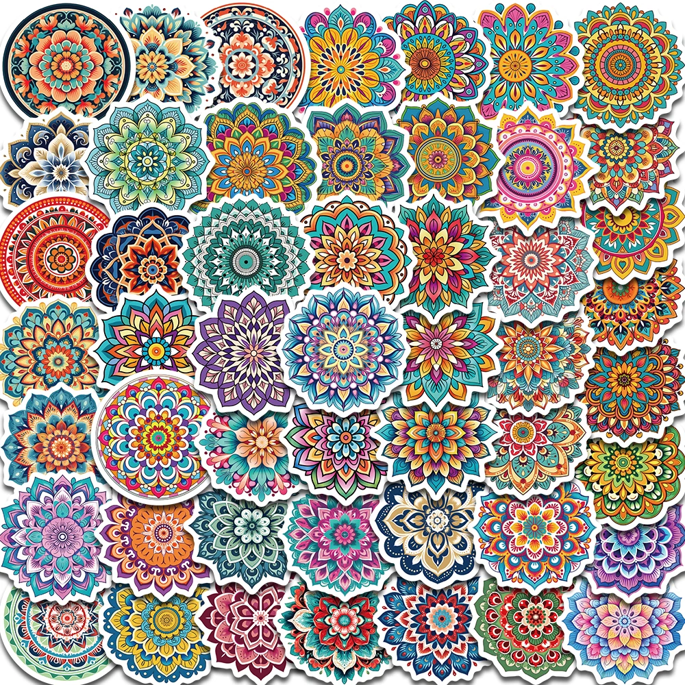 50/100 SZTUK Fajne Naklejki Mandala Kwiaty Malowanie Kwiatów Laptop Graffiti Dekoracja Retro Bagaż Deskorolka Wodoodporne Naklejki