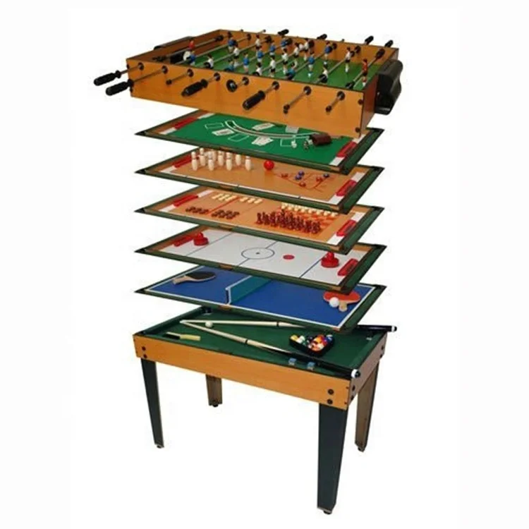 

Mini 7-in-1 multi-game table with bowling, chess, poker, and 4 regular game tables for family entertainment