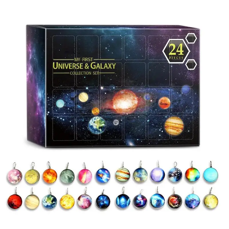 

Christmas Jewelry Calendars Planet Jewelry Kit Universe Planet Collection Kit 24 Days Earrings Necklace Countdown Calendar Box