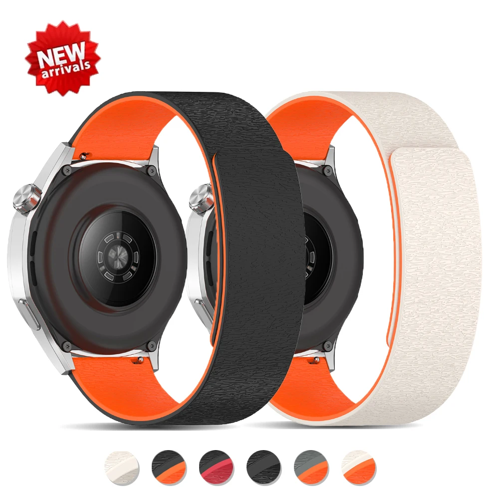 18/20 มม.22 มม.ซิลิโคนแม่เหล็กสําหรับ Huawei GT5 Pro 46 มม.รูปแบบไม้นาฬิกาสําหรับ Galaxy Watch 7 44 40 มม.Amazfit Active 2