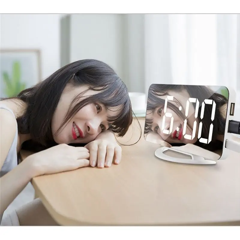 【Home-Accessories】Led Vibration Alarm Clock Multifunctional Dual USB Charging Mute Bedside for Deaf and Hard of Hearing Snooze
