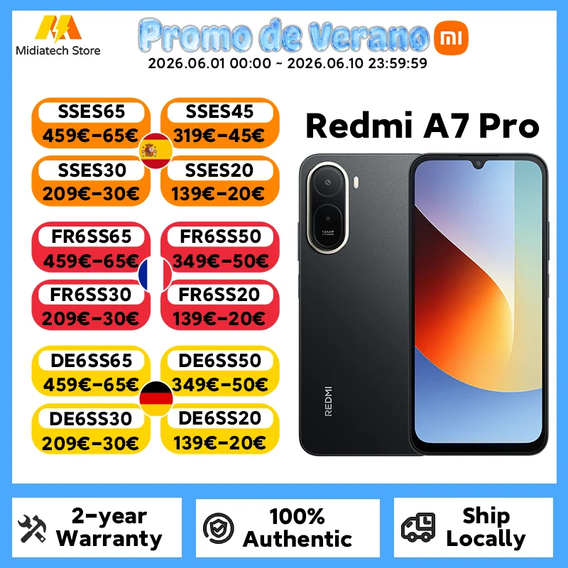 Version Globale du Smartphone Xiaomi Redmi A7 Pro, Batterie 6000mAh, Écran 6.9" 120Hz, Appareil Photo 13MP, Xiaomi HyperOS, Téléphone Portable Xiaomi