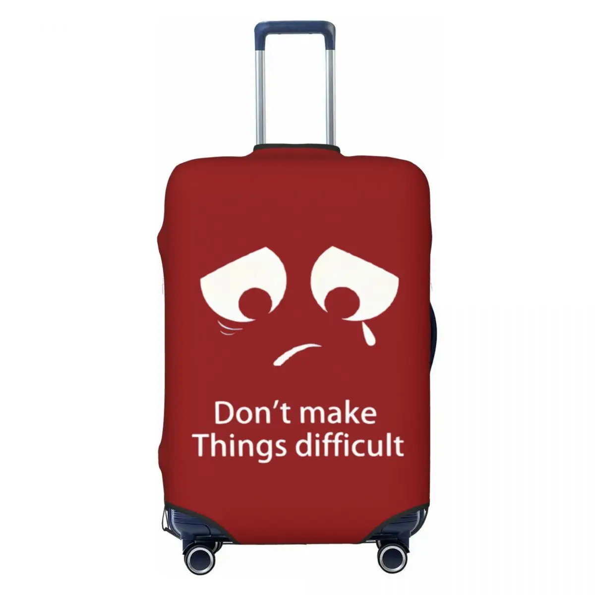 

Custom Funny Don't Make Things Difficult Cartoon Face Suitcase Cover Elastic Travel Luggage Covers for 18-32 inch