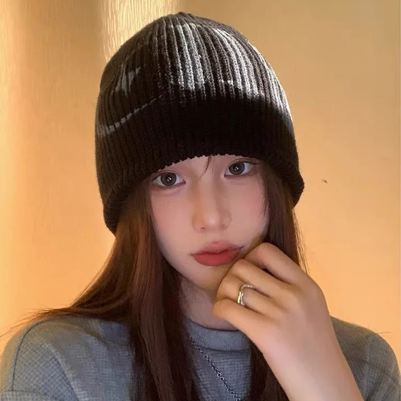 Autumn and Winter New Unisex Street Letter Print Knitted Hats Y2K Warm Personal Versatile Beanies Fashion Casual Japanese Niche