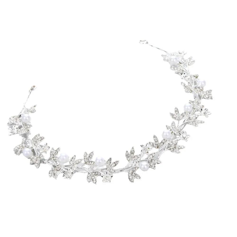 Vintage Rhinestone Bride Headdress Flower Handmade Photography Headband French Style Sparkling Wedding Wreath Hair Jewelry