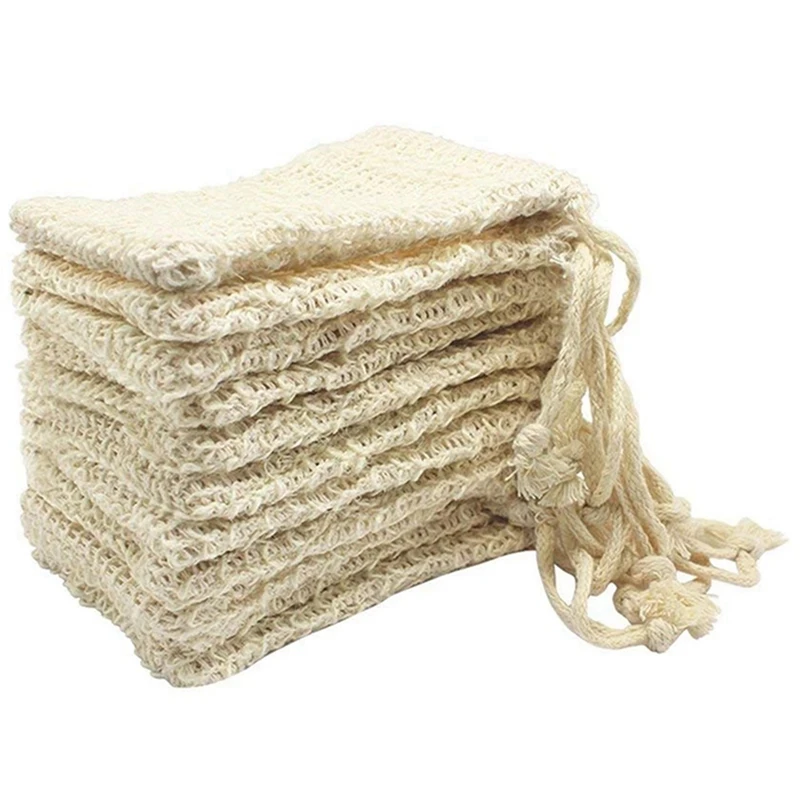 60 Pcs Natural Sisal Soap Bag Exfoliating Soap Saver Pouch Holder