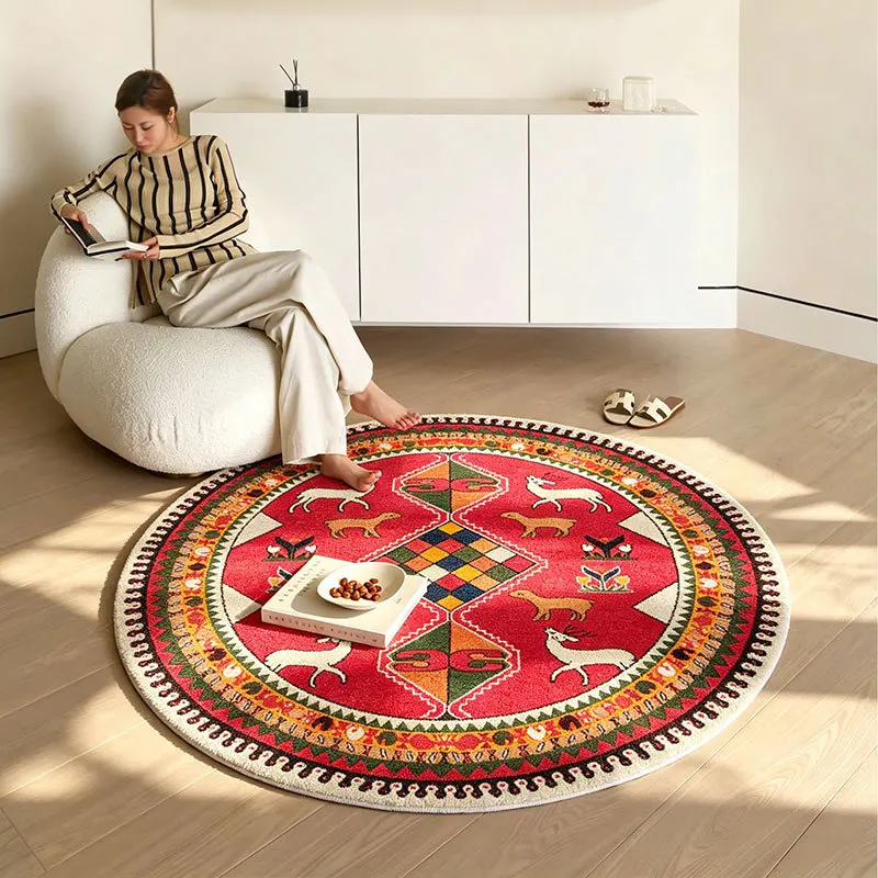 VIKAMA European-style living room crystal velvet carpet round home living room full of sofa tea non-slip foot mats