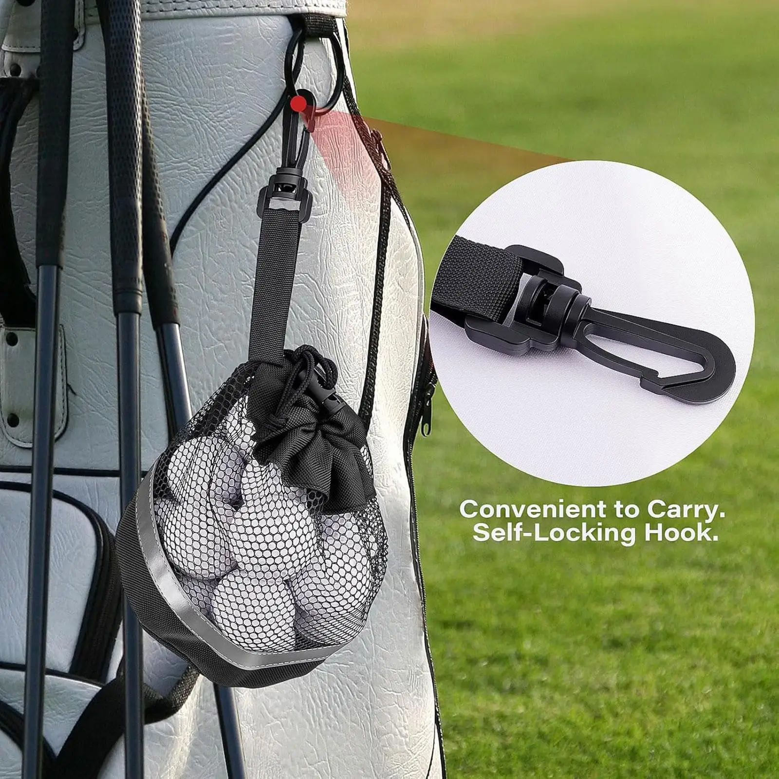 

Reflective Strip Golf Ball Storage Bag Portable Mesh Shag Bag Organizer for Sports Accessories Outdoor Use