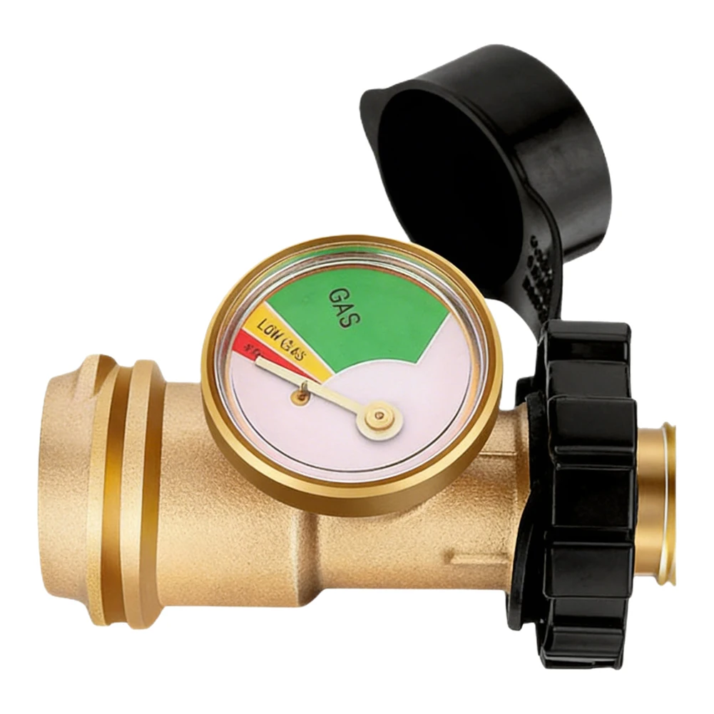 Brass Gas Connector for pol Converter Outdoor Grilling Camping Brass Housing Quick-connect Fitting Fuel Level Indicator