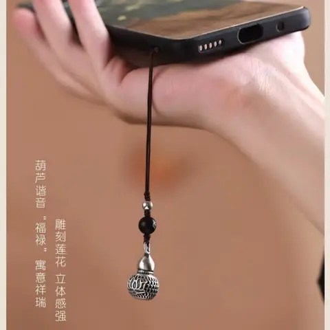 Buyee 925 chaîne pendentif en argent Sterling Vintage Thai argent Lotus gourde collier bouddhiste charme unisexe bijoux cadeau avec boîte