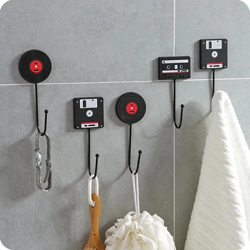 Creative Retro Hooks Bathroom Hooks Coat Racks Keys Holder Towel Rack Hook Storage Shelf Wall Hook Hanger Disc CD Clothes Rack