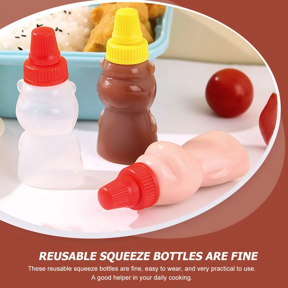

4Pcs Mini Sauce Bottles Pe Material Easy Squeeze Condiment Containers Salad Dressing Ketchup Mustard Bottles Kitchen