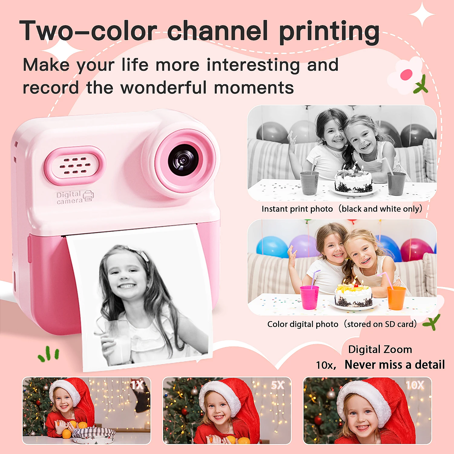 Macchina fotografica per stampante termica Y600 S5 Q5 P03 Foto istantanea portatile Stampa HD Videocamera Videogiochi Musica Regalo per bambini
