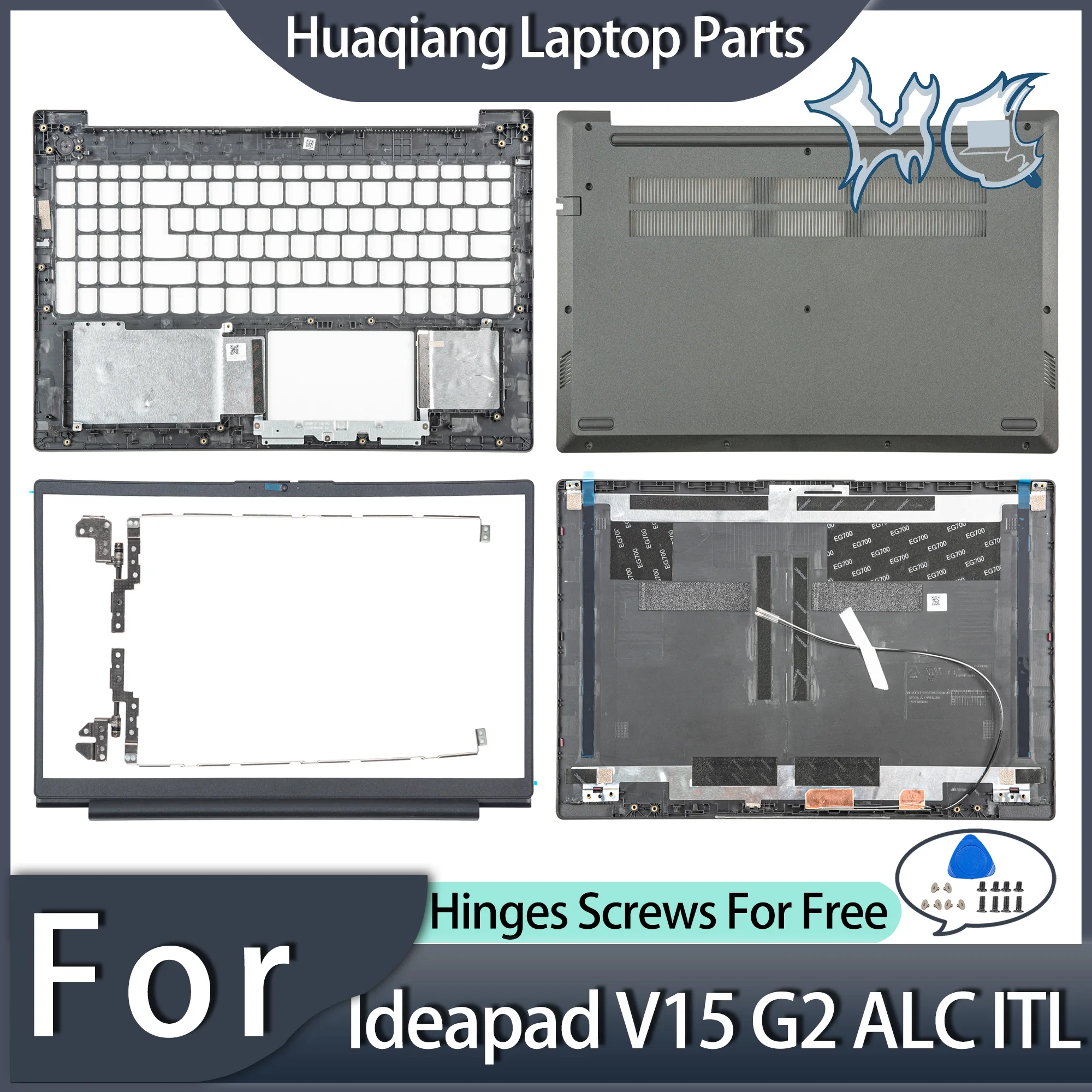 

Laptop Parts For Ideapad V15 G2 ALC ITL LCD Back Cover Front Bezel Palmrest Bottom Case Hinges Touchpad Replace Black