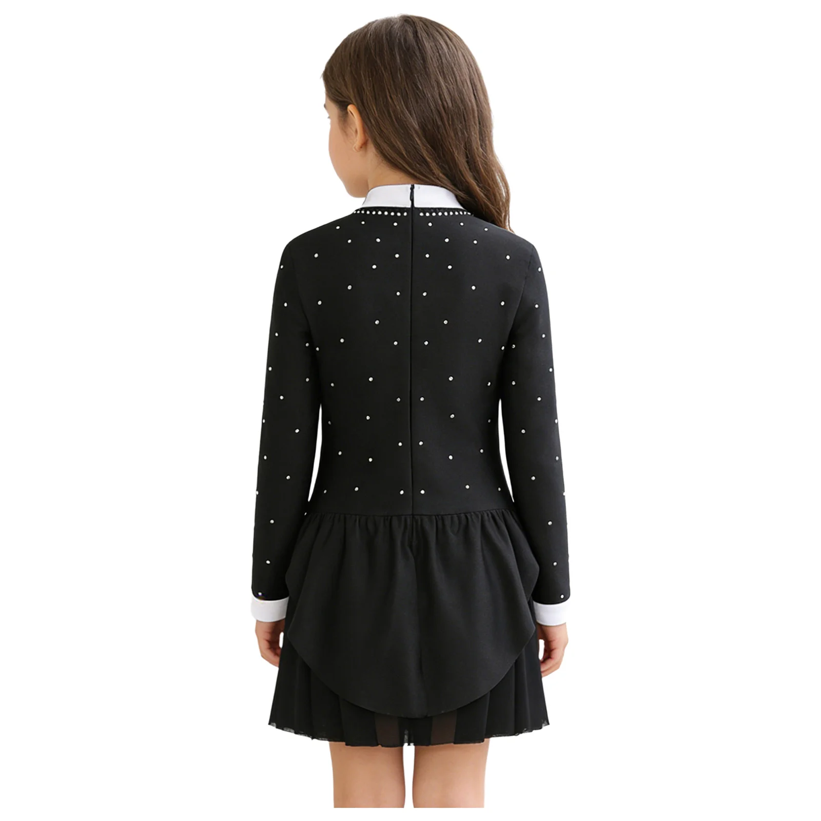 Kids Girls Circus Ringmaster Magician Costume Long Sleeves Rhinestone Ballet Dance Dress Halloween Carnival Party Cosplay Outfit