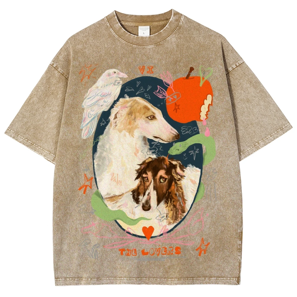 Dog Lovers Tomato Hand Printed Tee Vintage Unisex T-Shirt Retro Women Clothing y2k T-Shirt 90s Shirt Streetwear Shirt