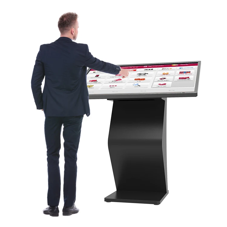 HUSHIDA Indoor 43 Inch All in One PC k Shape Hotel Lobby Interactive Information Kiosk Touch Screen