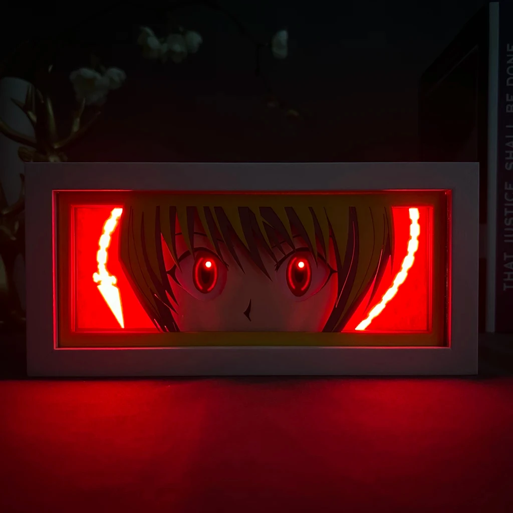 

Scarlet Eyed Avenger Led Light Box For Bedroom Decoration Paper Cut Kurapika Shadow Box Birthday Gift Bedside Night Lamp