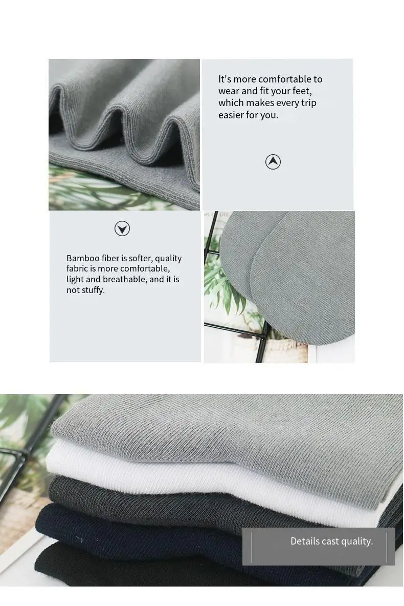 10 Paar Herren-Bambus-Socken, antibakteriell und geruchshemmend, weiche Business-Socken, tragbar und atmungsaktiv, Freizeitsocken für Herren – Detail 4