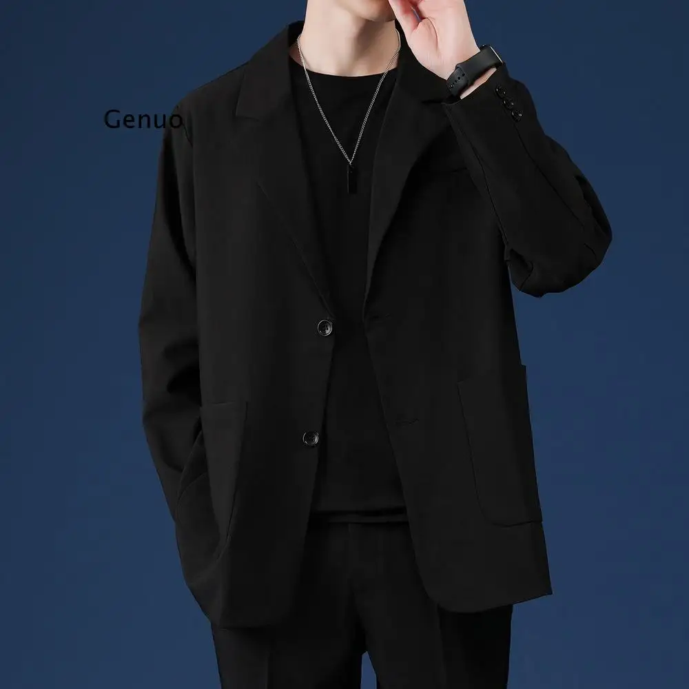 Blazer Men Oversized Spring Autumn Korean Fashion Casual Suit Jacket Streetwear Clothes Mens Single Breasted Blazer Lightweight