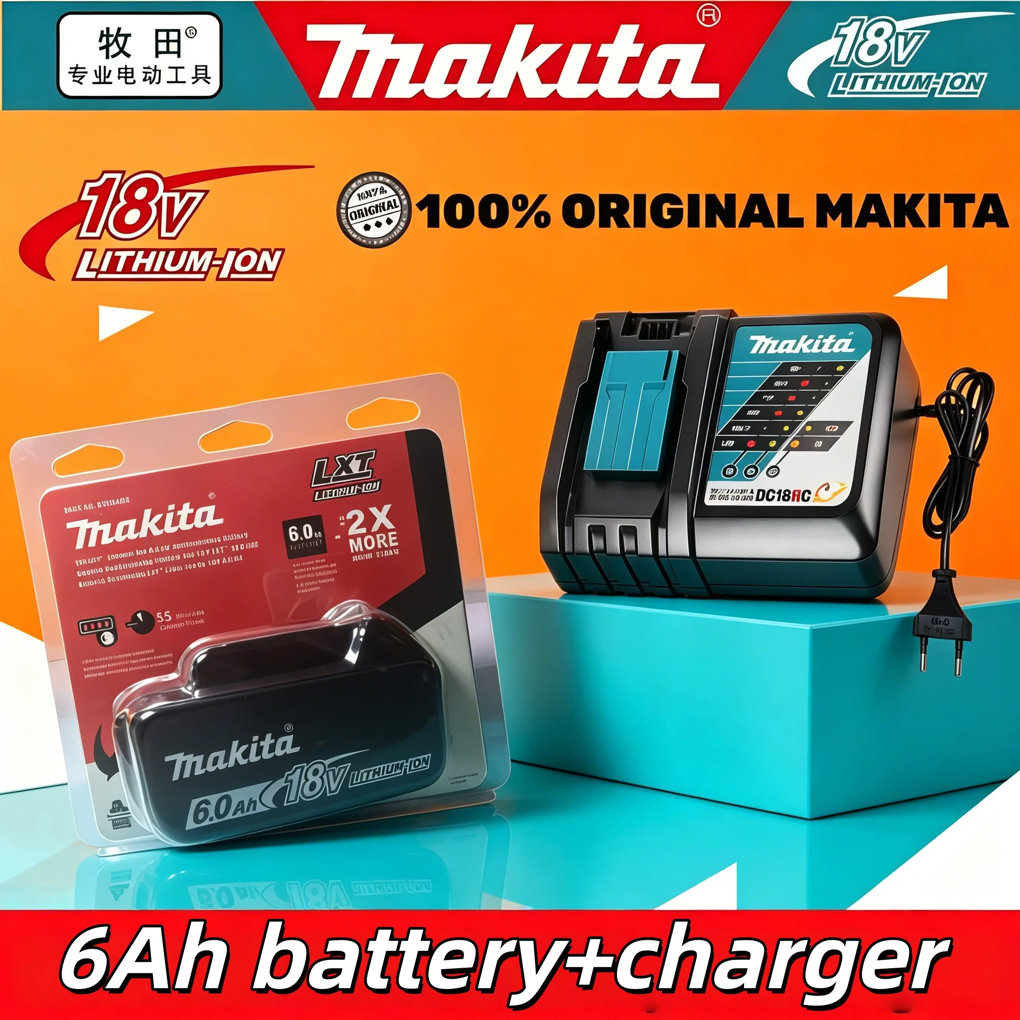 

Original Makita LXT 18V 6000mAh Li-ion Battery, Heavy Duty Rechargeable Pack for BL1830B BL1840B BL1850B BL1860B