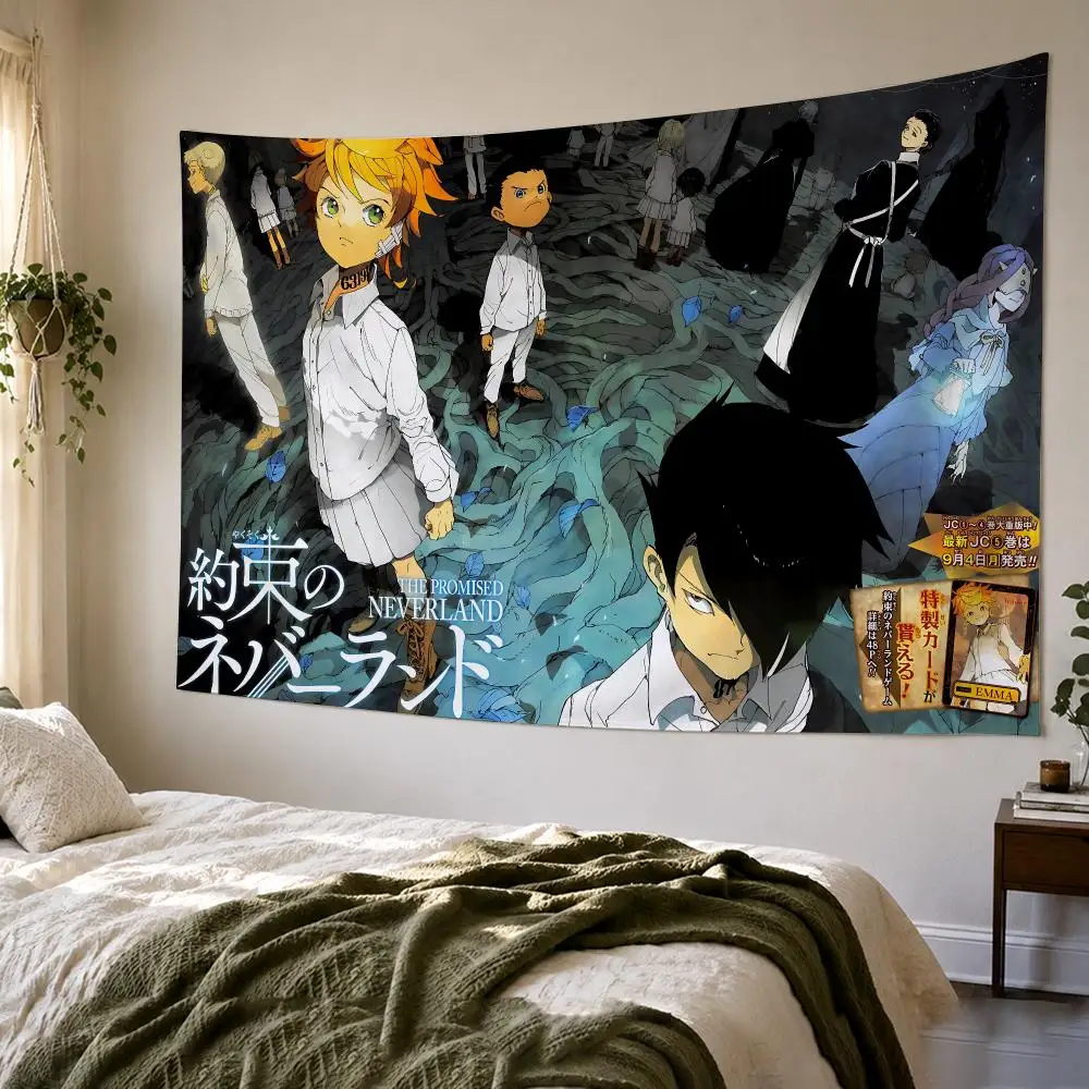 The P-Promised Neverland Anime Tapestry Bedroom Living Room Bar Party House Home Dorm Interior Wall Decor Background Banner