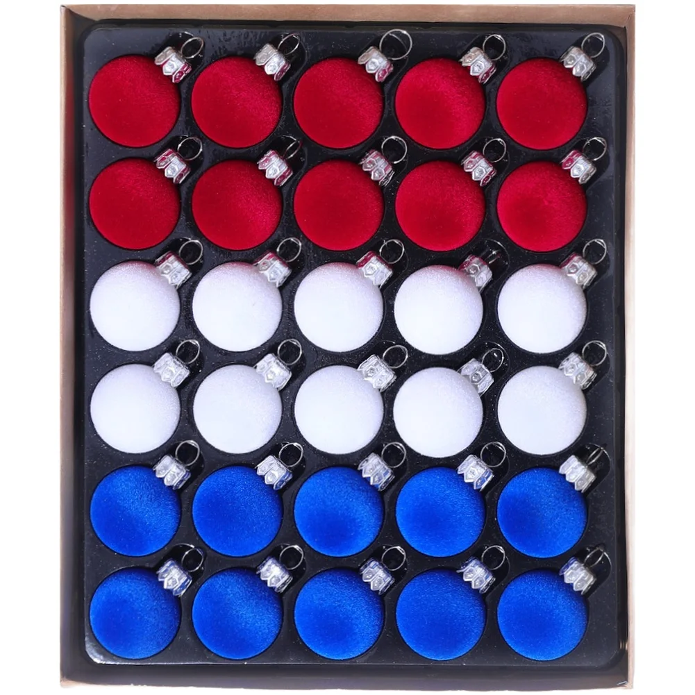 

Набор из 30 пластиковых флокированных елочных шаров с мягкой бархатной отделкой для праздничного оформления рождественских елок и поделок.