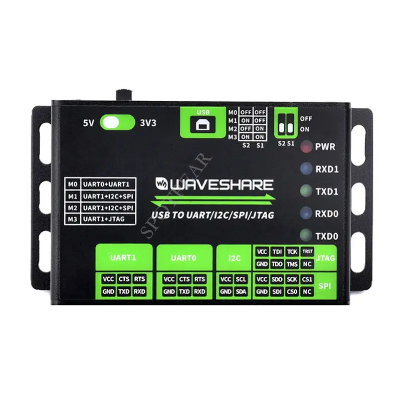 USB to UART/I2C/SPI/JTAG Multi-Interface Converter, Compatible with 3.3V and 5V, Multi-System Support