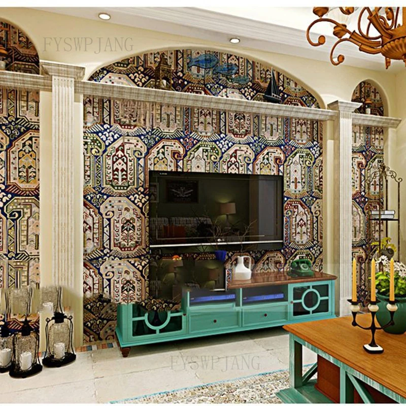 

Bohemian Wallpaper Ethnic Style Southeast Asian Style Wallpaper Living Room Bedroom Background Wall Thai Decorative Wallpaper