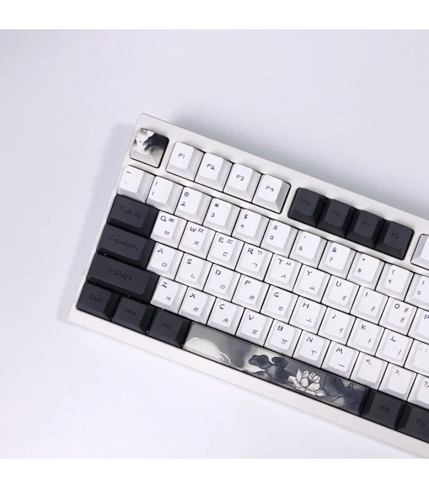 Lotus Keycap Korean Edition Ink Chinese Style Cap Original High PBT Sublimation Customized Mechanical Keyboard