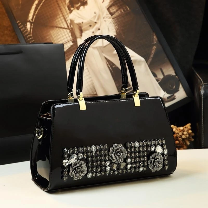 New luxury handbags women bags designer high quality diamond hand bag patent leather messenger bag boston clutch famous brands