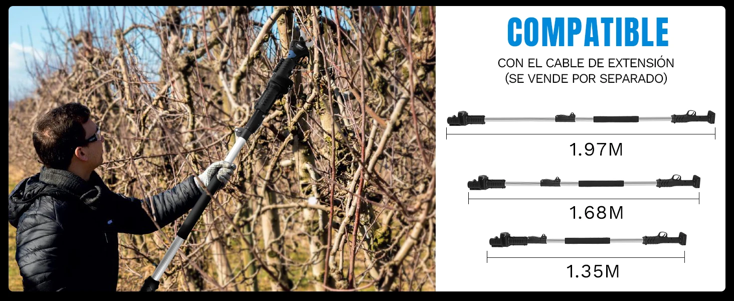 SWANSSOFT 8605 Elektrische Astschere 1050W, 0-40mm, 21V 2Ah Akkus, Progressiver Schnitt für Hausgarten, Weinberge und Obstbaum-Pflege – Detail 7