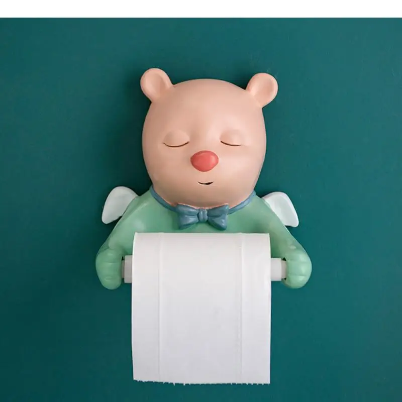 

Resin Bear Paper Towel Holder Home Bathroom Paper Roll Rack Cartoons Wall Hanging Tissue Box Punch-free Paper Towel Storage Rack