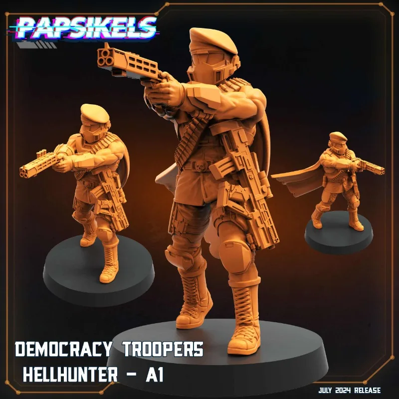 Kit de garaje Hellhunter de soldado de la democracia de ciencia ficción DIY, miniatura ABS pintable a mano, adorno coleccionable y accesorio de juego