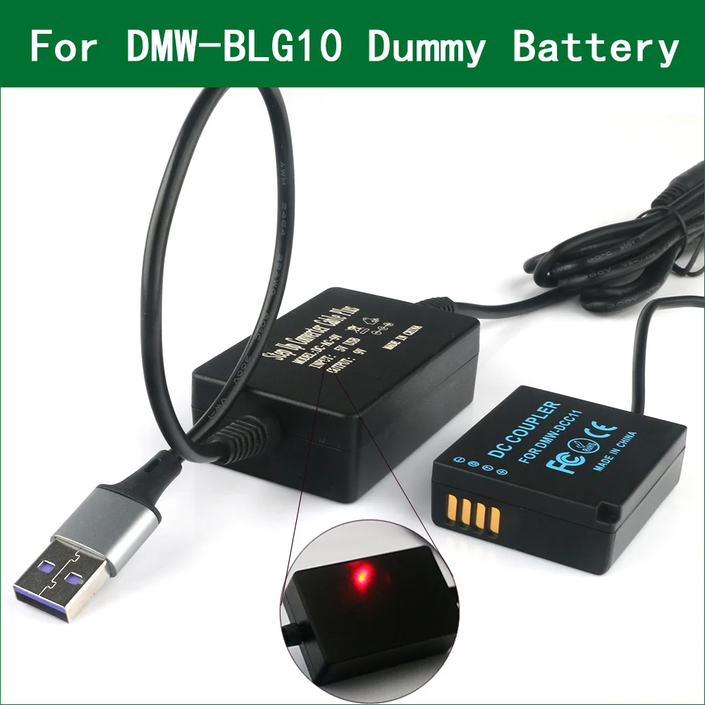 

5V 2-4A USB To DMW-BLG10 BLE9 DMW-DCC11 Dummy Battery For Panasonic DMC-ZS60 DMC-ZS100 DMC-ZS110 DMC-TZ80 DMC-GX7 Mark II