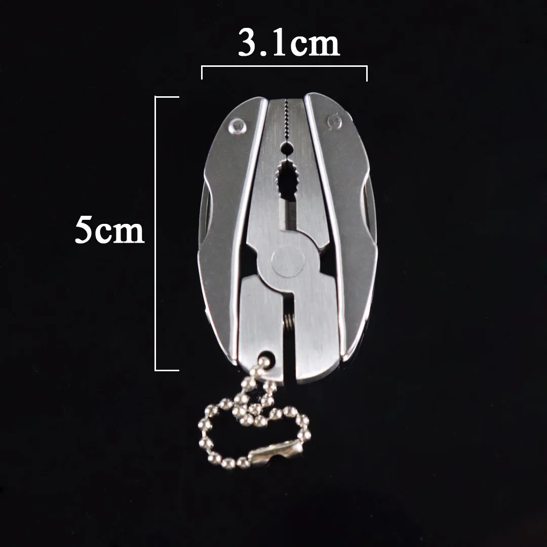 Multiherramienta portátil de acero inoxidable para exteriores, alicates, cuchillo, llavero, destornillador, miniherramientas