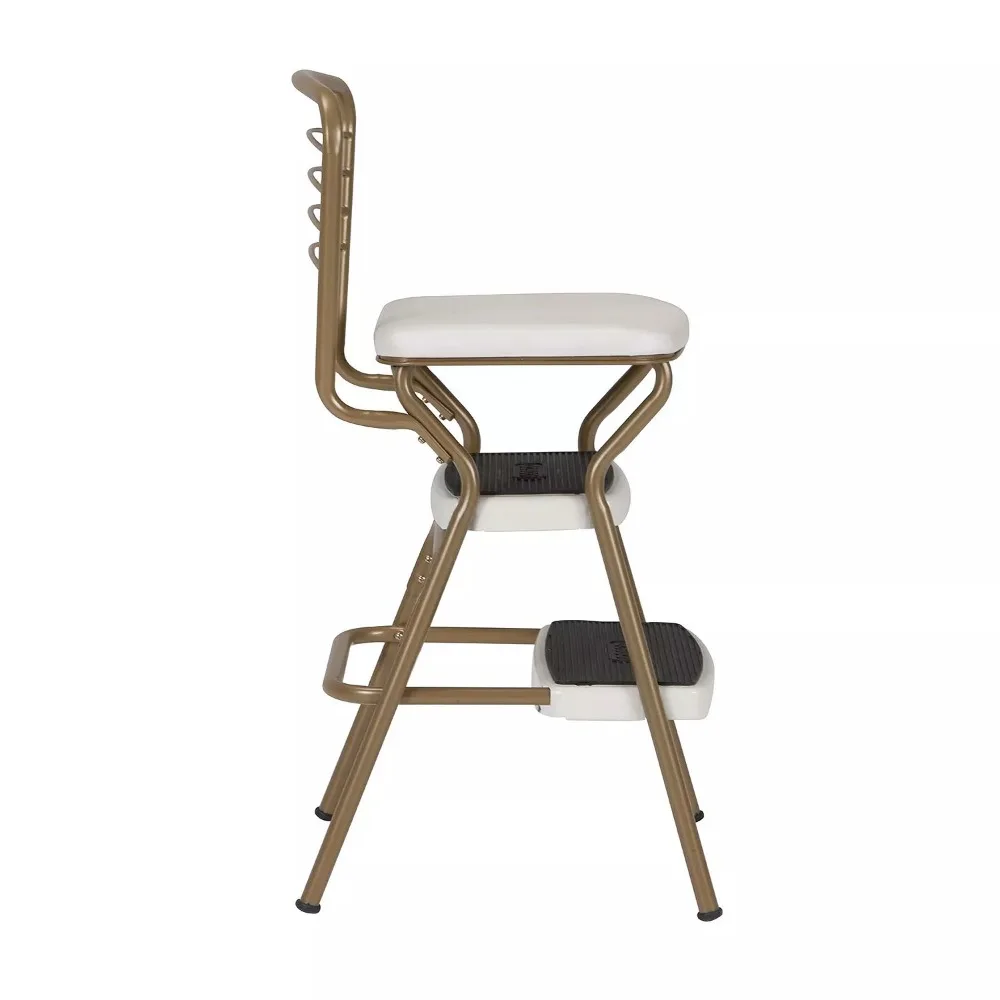 Retro Chair & Step Stool with Flip-Up Seat