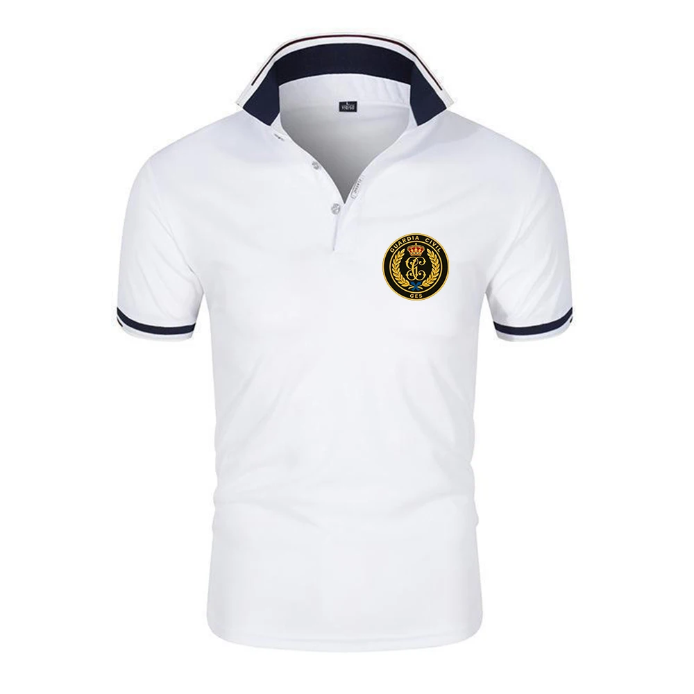 2026 Spanish Guardia Civil Logo Summer New Style Lapel Short Sleeve T-shirt Men's Fashionable Solid Color Polo Shirt Tops