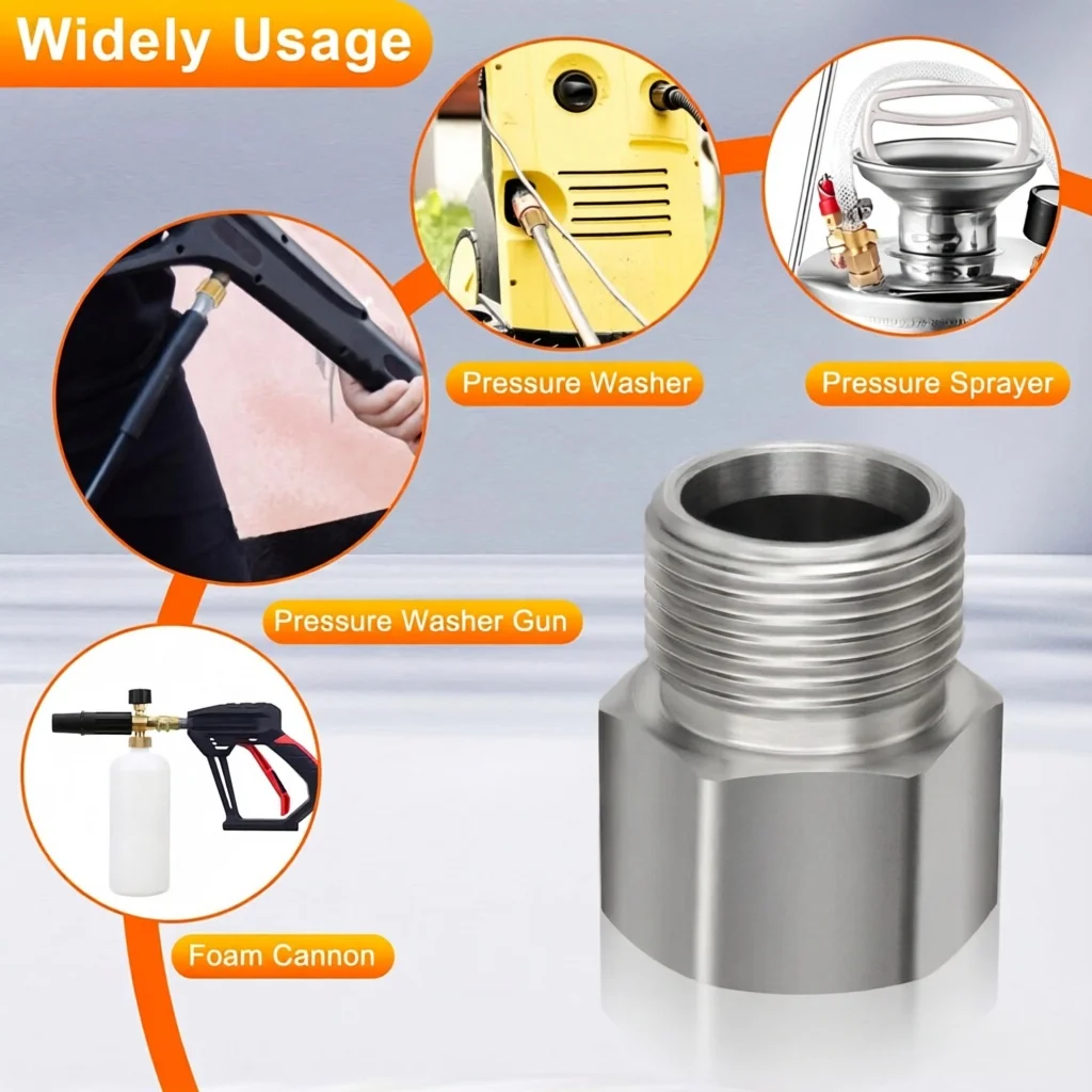 Pressure Washer Converter M22 14MM-15MM Adaptor Quick Fitting For Washer Gun Connection Hose Nozzle Car Wash