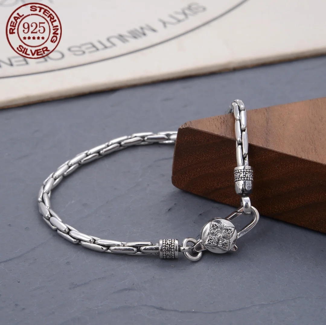 Simple high sense bamboo S925 sterling silver bracelet necklace men's and women's fashion personality all match party jewelry