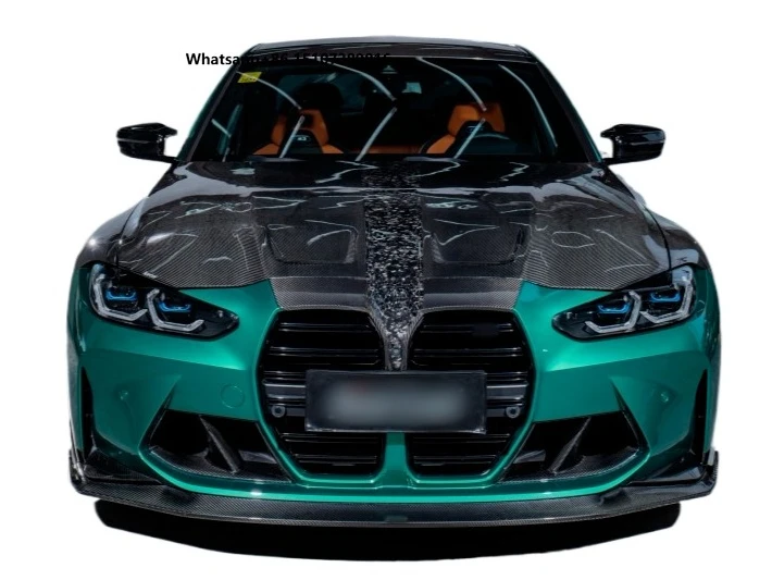 Dry Carbon Fiber Hood Fog Light Trim Front Lip Canards Side Corner Side Skirts Rear Diffuser Spoiler Fender For  M3 G80