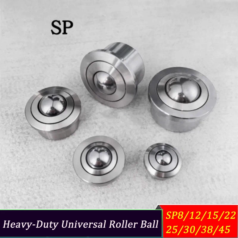 Heavy-Duty Universal Roller Ball Eye Wheel Bearing Transfer Caster SP8/12/15/22/25/30/38/45 Round Eye Wheel for Easy Movement