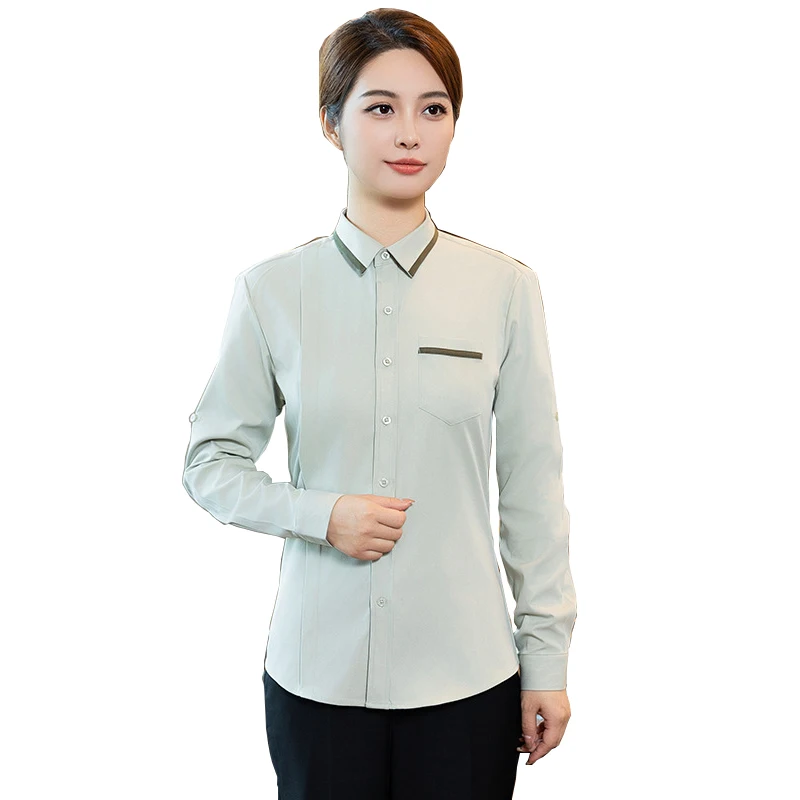 Western Restaurant Autumn Winter Waiter Shirt for Woman Cafe Waiter Uniform Chinese Women Worker Overalls Hotel Staff Workwear