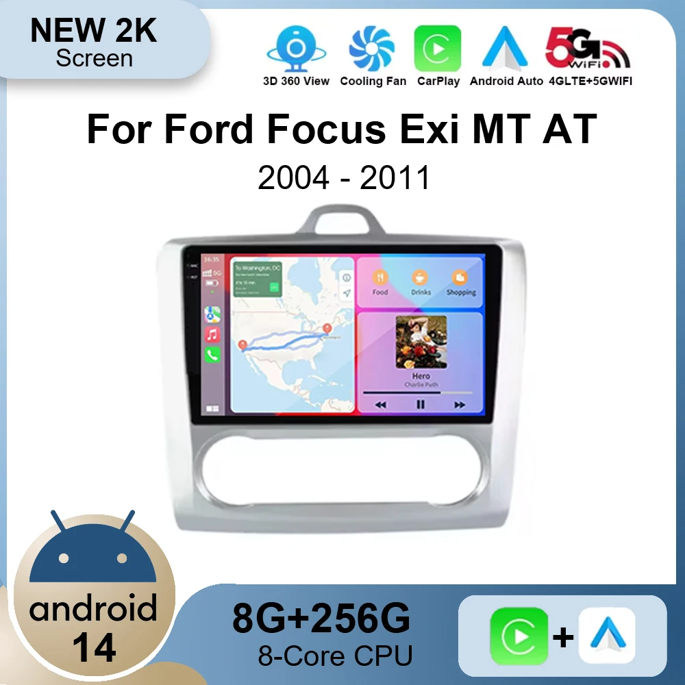 Android Auto Carplay Car Radio Multimedia For Ford Focus 2 3 Mk2 Mk3 2004 -2011 Exi AT Car Android 14 Video Stereo GPS No 2din