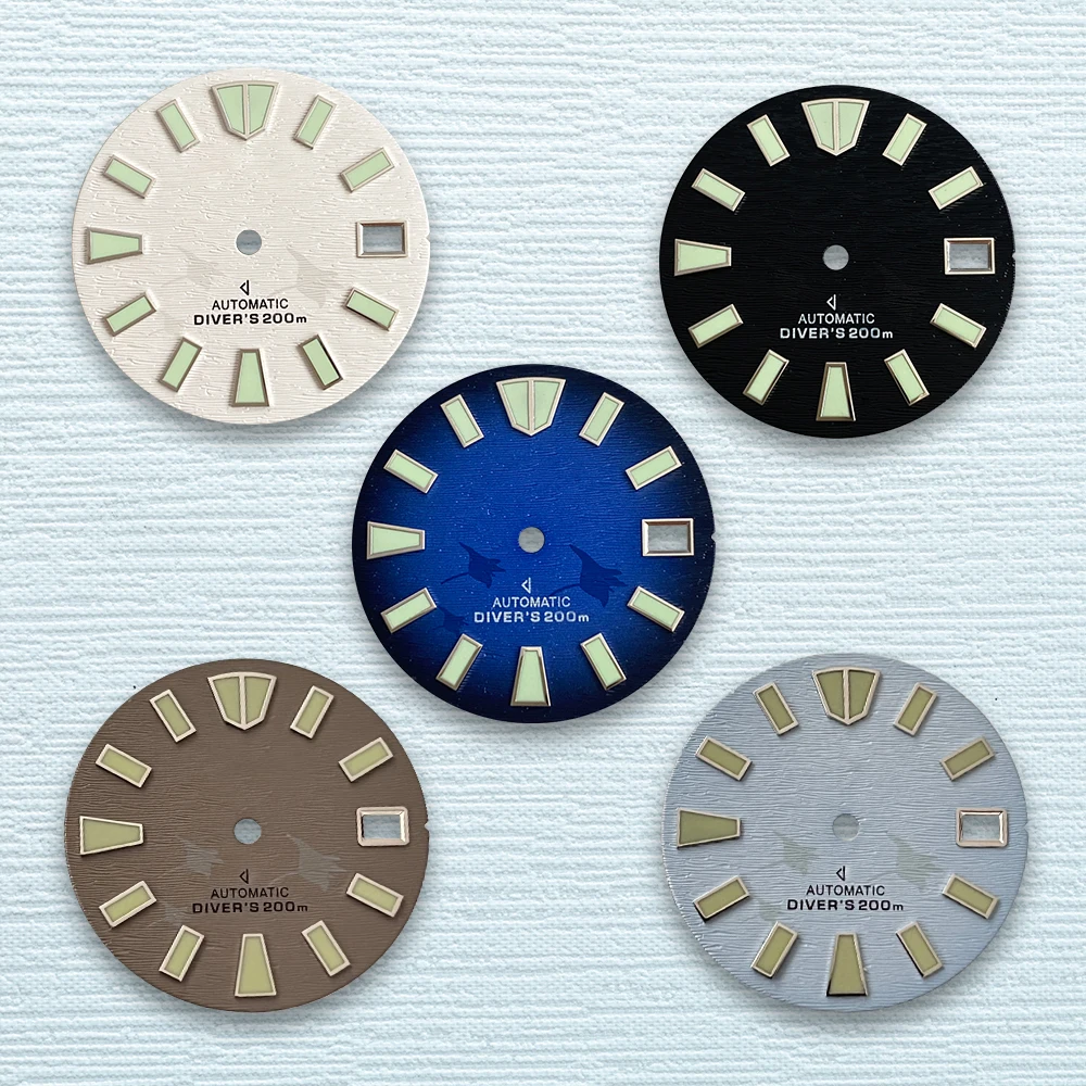

28.5mm S Logo Manta Dial Suitable For NH35/NH36/4R/7S Japanese Automatic Movement C3 Green Luminous Watch Accessories