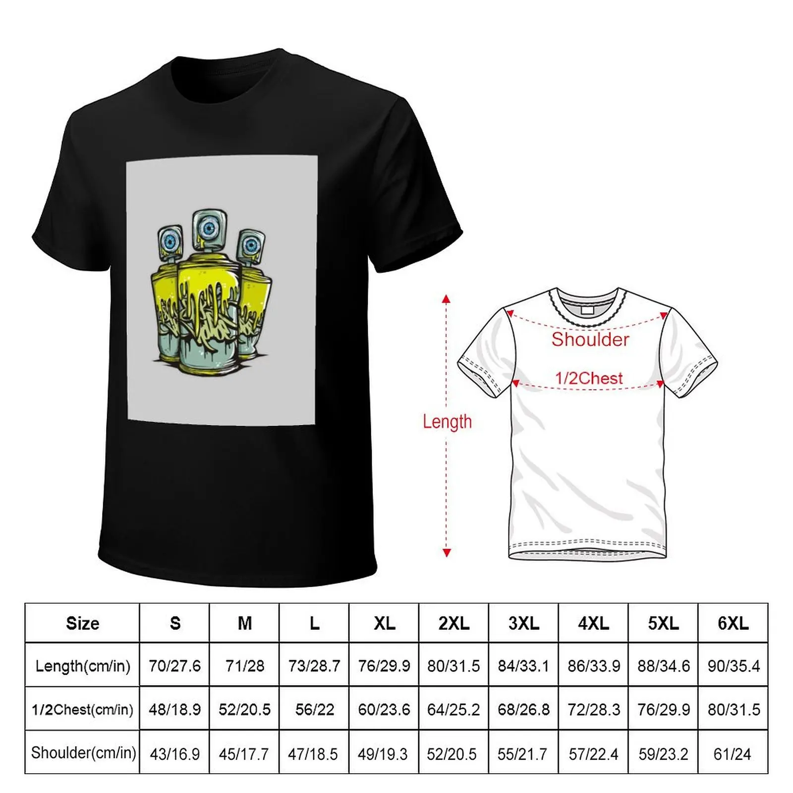 Spray can Paint eyeballs T-Shirt Gym Wear Breathable Short Sleeve Tee