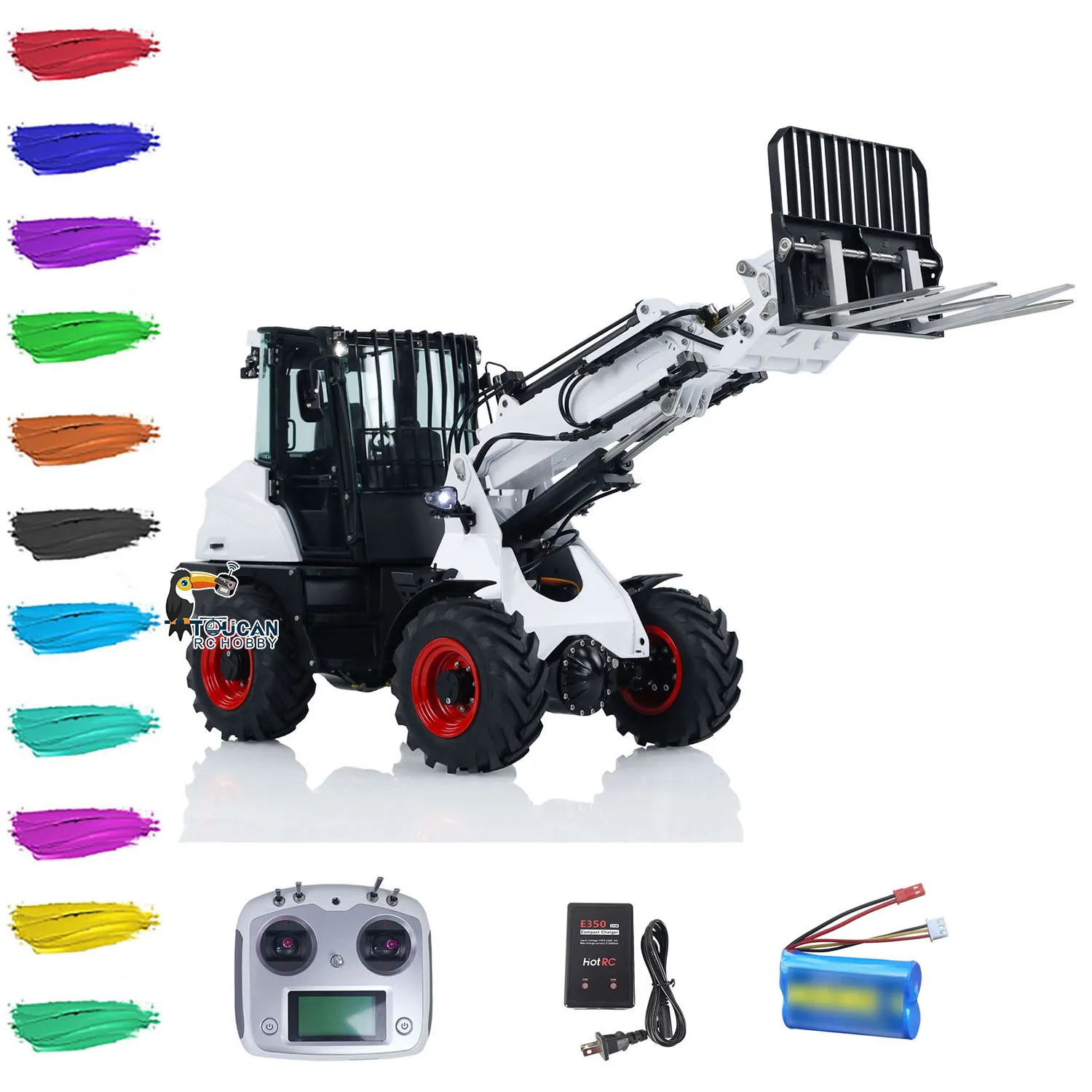 DIY LESU 1/14 AT1050 Hydraulic RC Telescopic Arm Fork Truck Loader Painted Finished Car Earth Mover Model Vehicle Toys for Boys