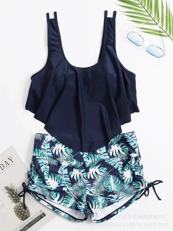 Summer Ruffles Swimsuits Tankini Sets Female Swimwear Sports Beach Wear Two-Piece Bathing Suits Pool Women Swimming Suit 2024