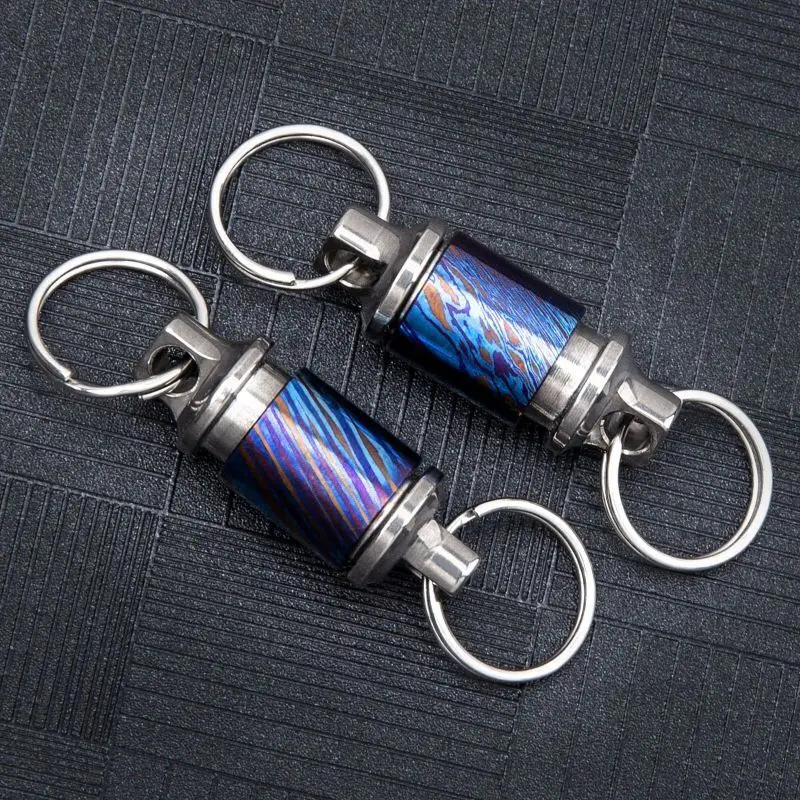 

1PC Titanium Damascus Quick Release Swivel Keychain Detachable Key Chain Holder EDC Tool